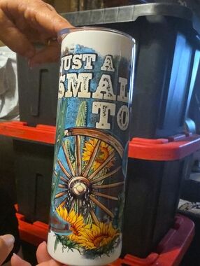 NaNa Blue White Sunflower Wagon Wheel Tall Tumbler